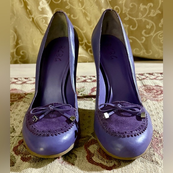 Vintage Y2K BCBG Paris Pastel Purple Leather Pump Heels Size 7 Coquette - Picture 2 of 15